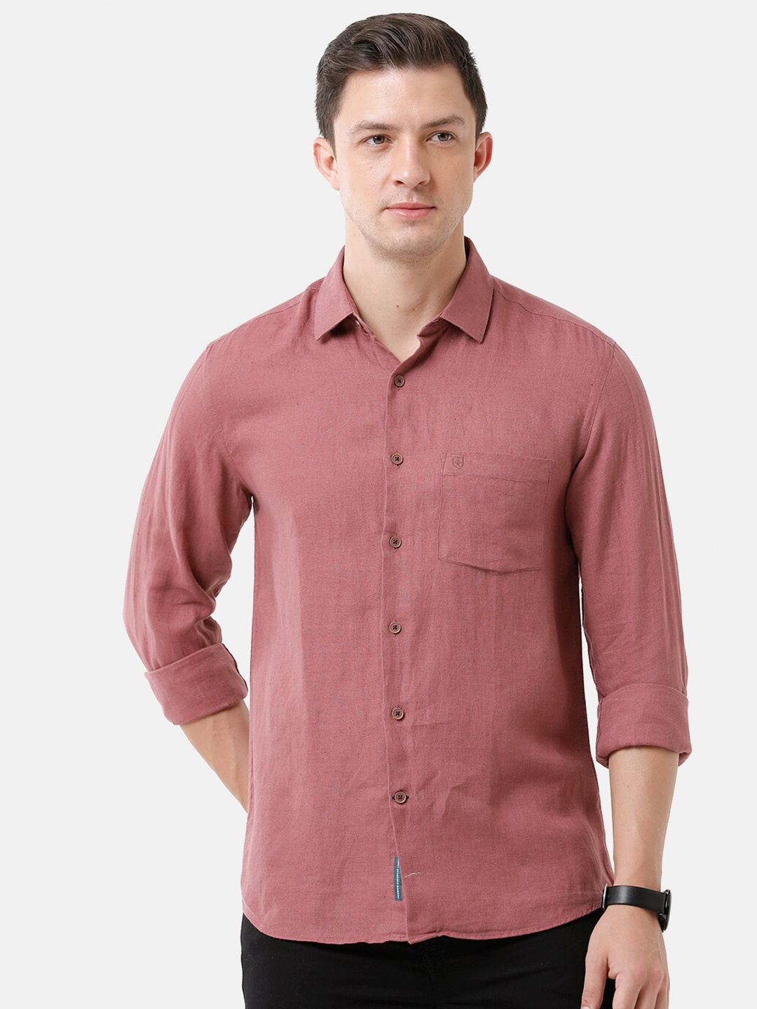

Linen Club Men Casual Linen Shirt, Red