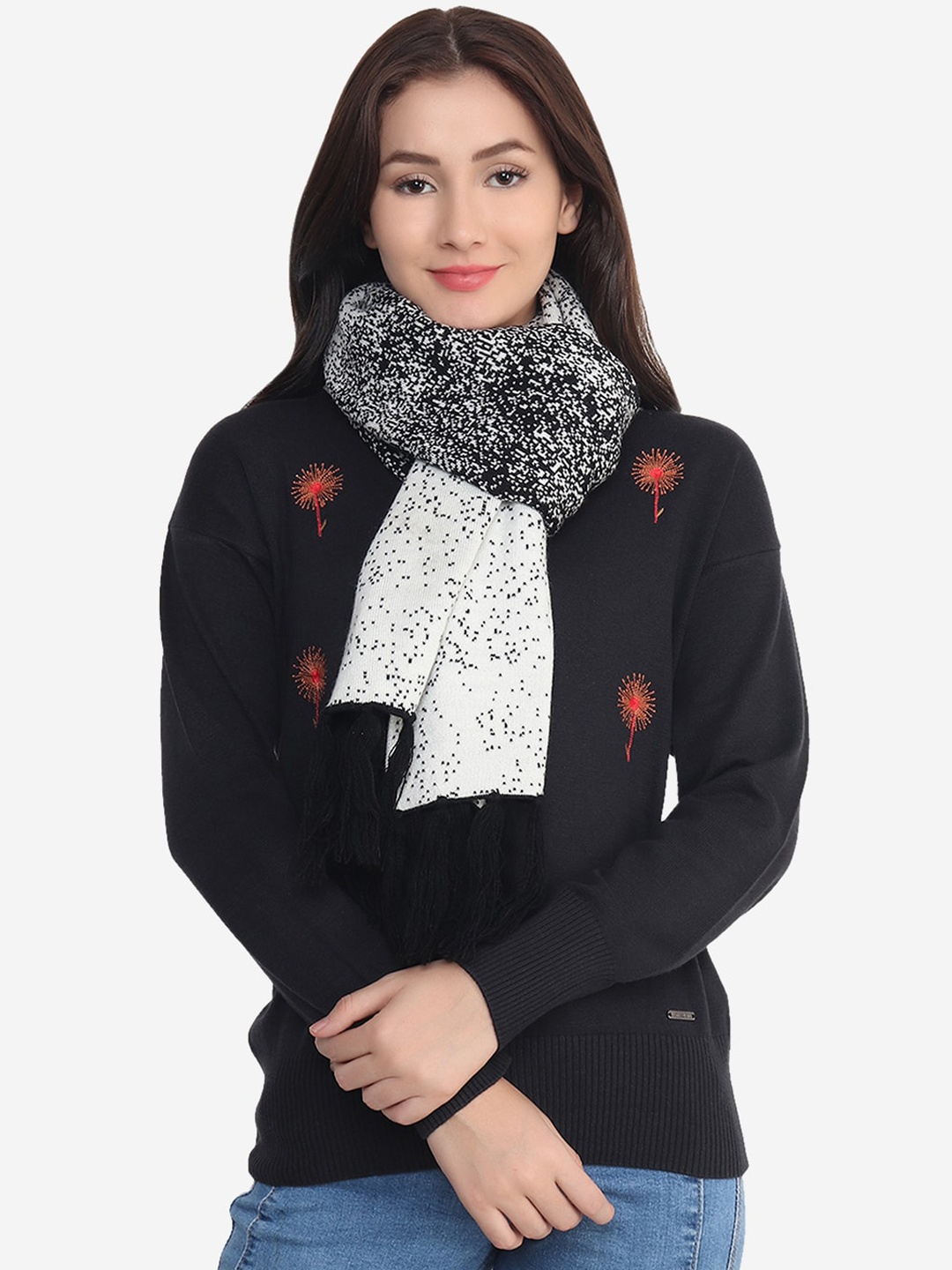 

JoE Hazel Women Speckled Reversible Mufflers, Black