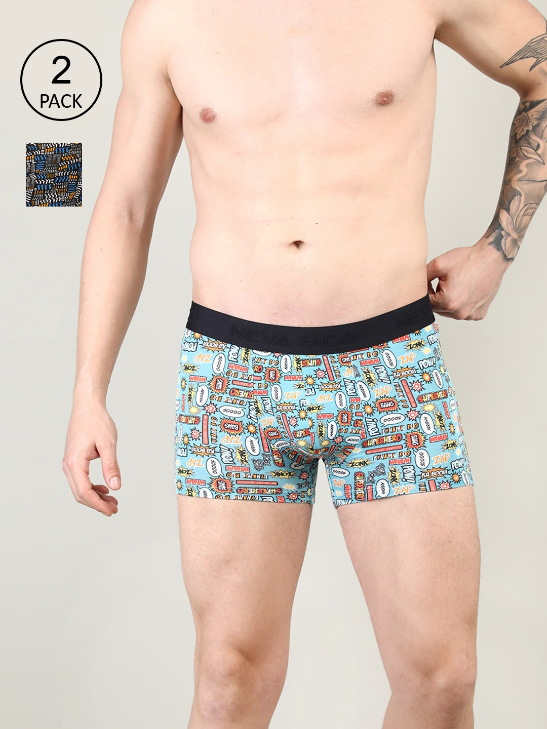 

NEVA Men Pack Of 2 Printed Trunks MD302-36, Blue