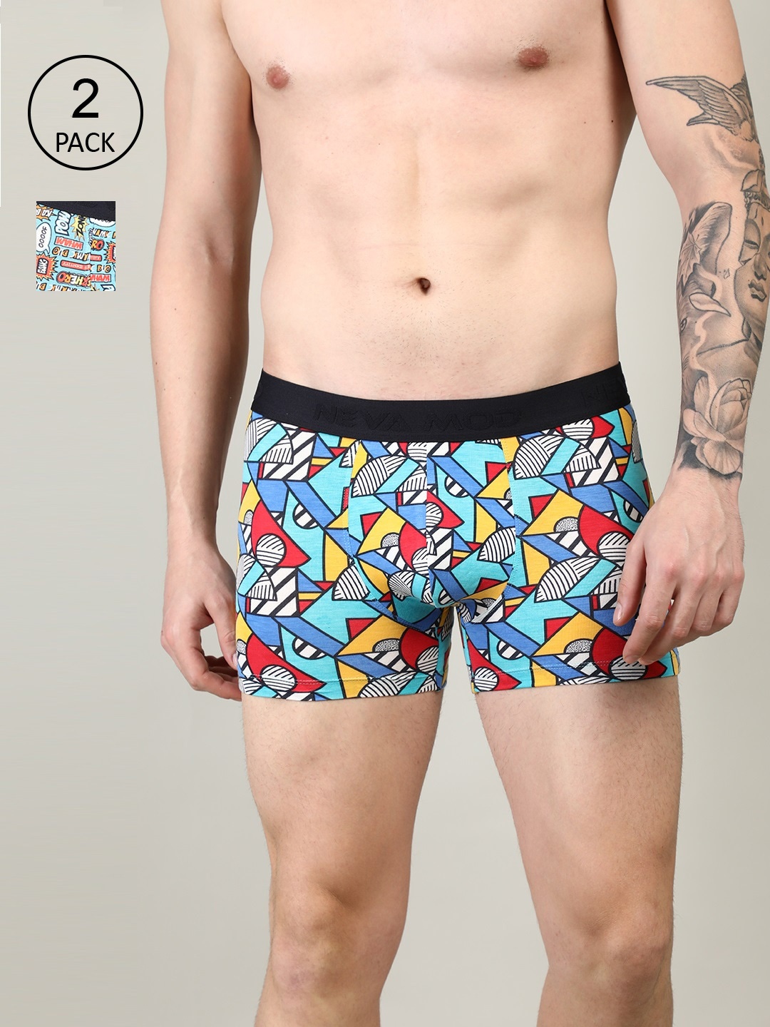 

NEVA Men Pack Of 2 Printed Trunks, Blue