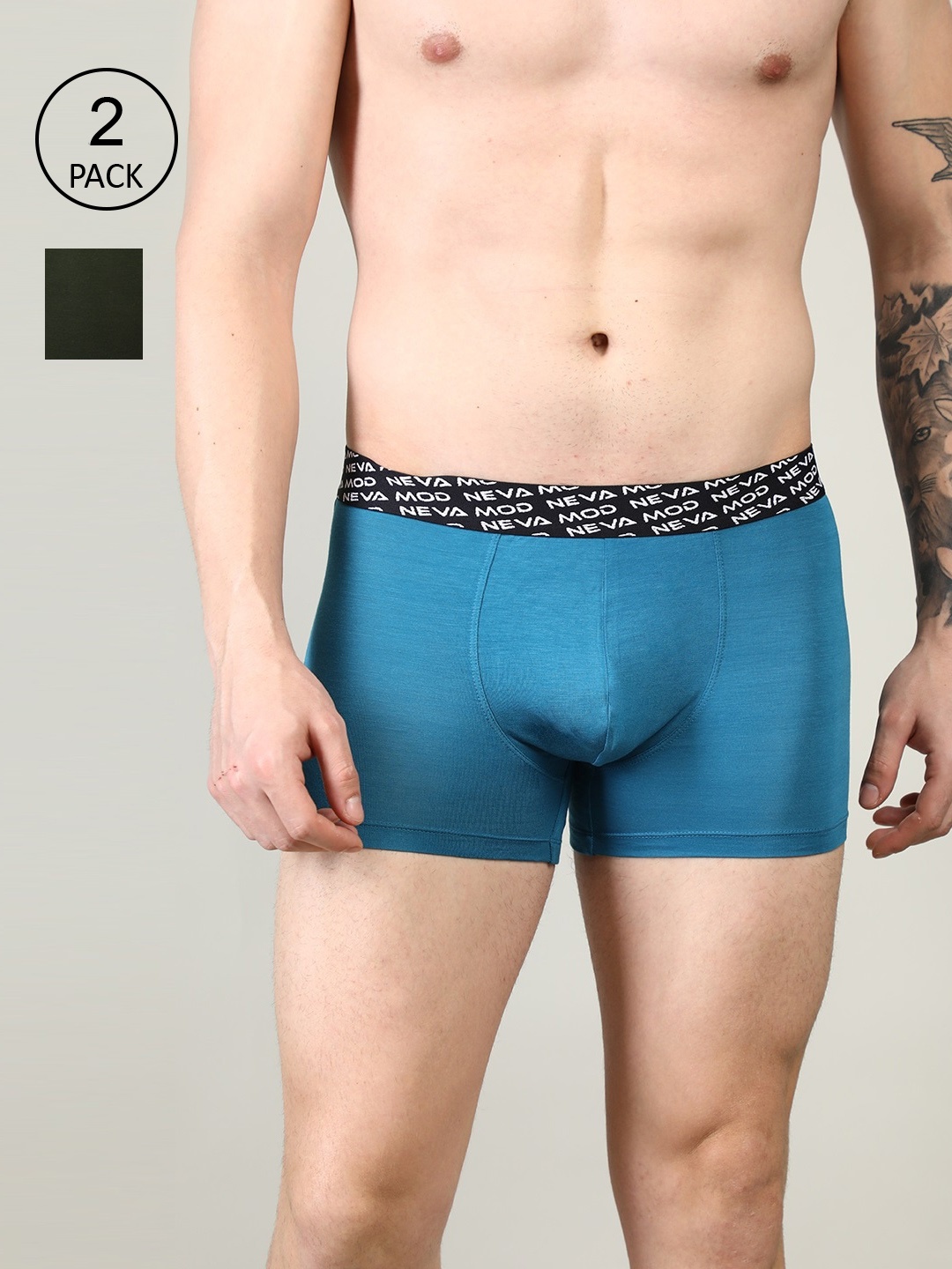 

NEVA Men Pack of 2 Solid Trunks MD301-TO-MD301, Olive