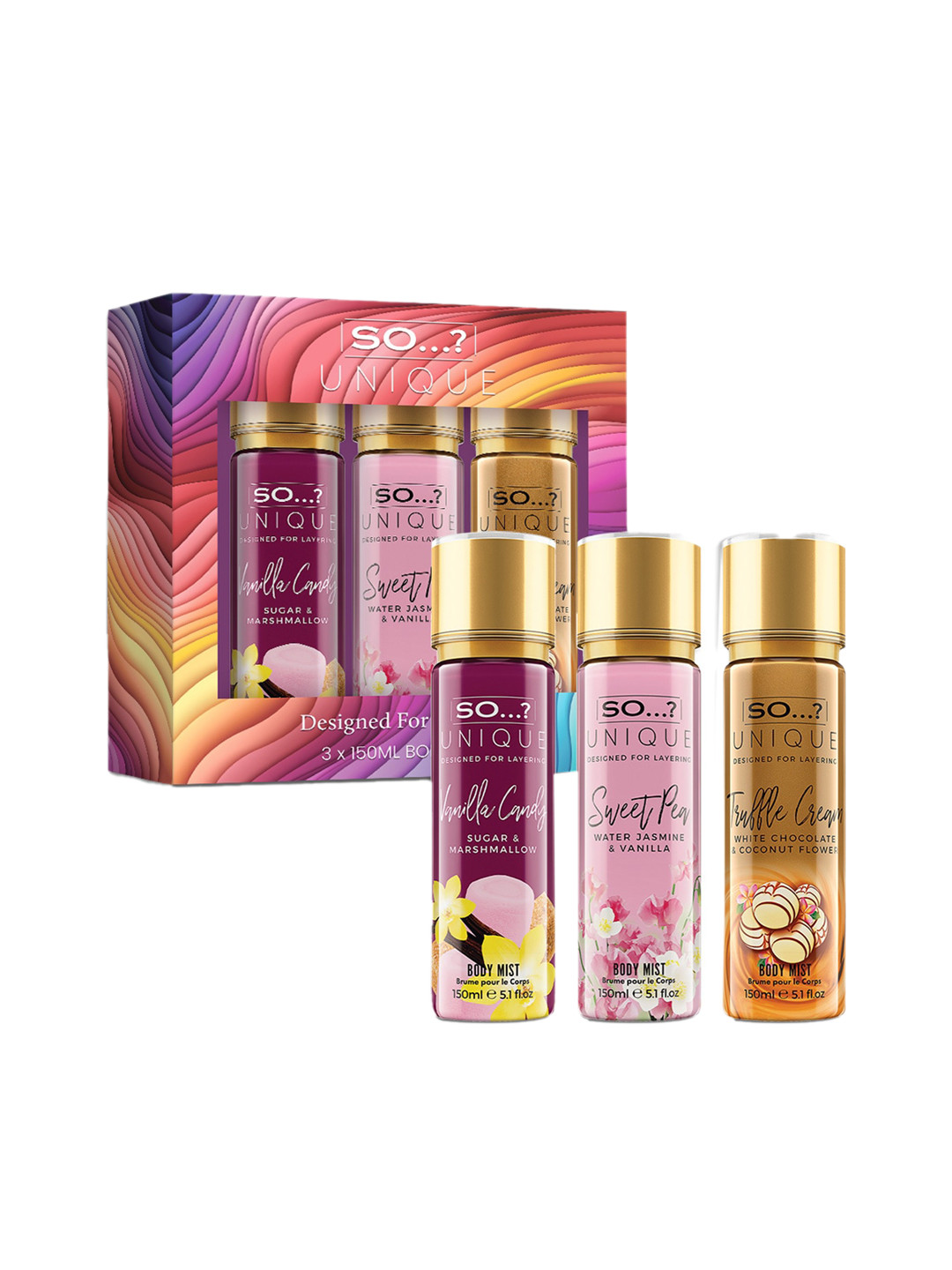 

SO Unique Women Candy Kiss Body Mist Combo - 150ml each, Transparent