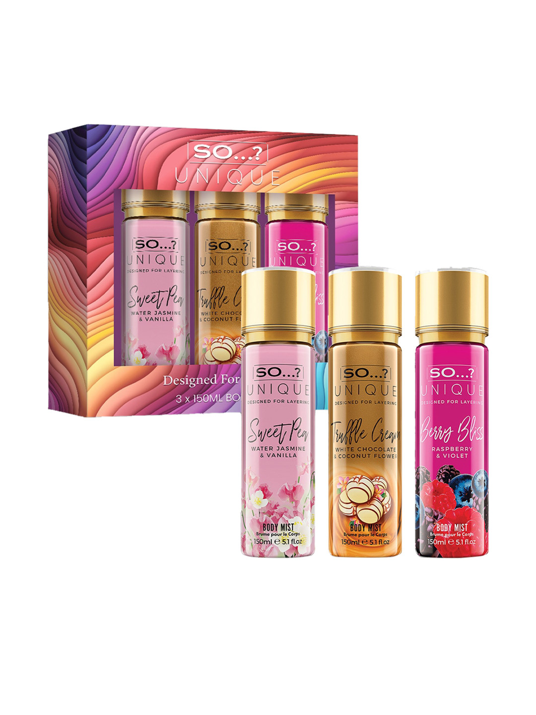 

SO Unique Women Berry Nice Body Mist Combo - 150ml each, Transparent