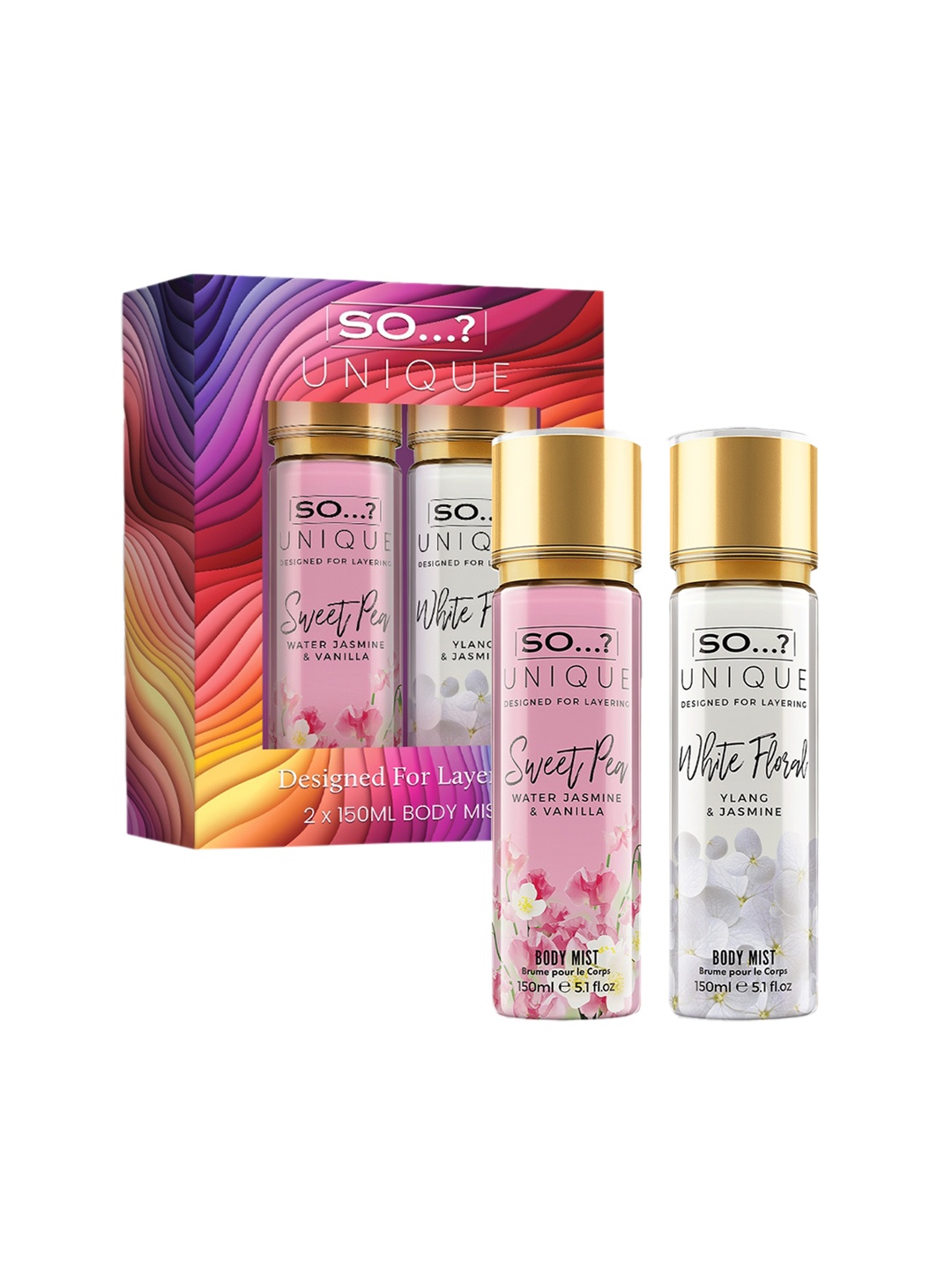 

SO Unique Set Of 2 Summer Time Body Mists - Sweet Pea & White Floral - 150ml each, Pink