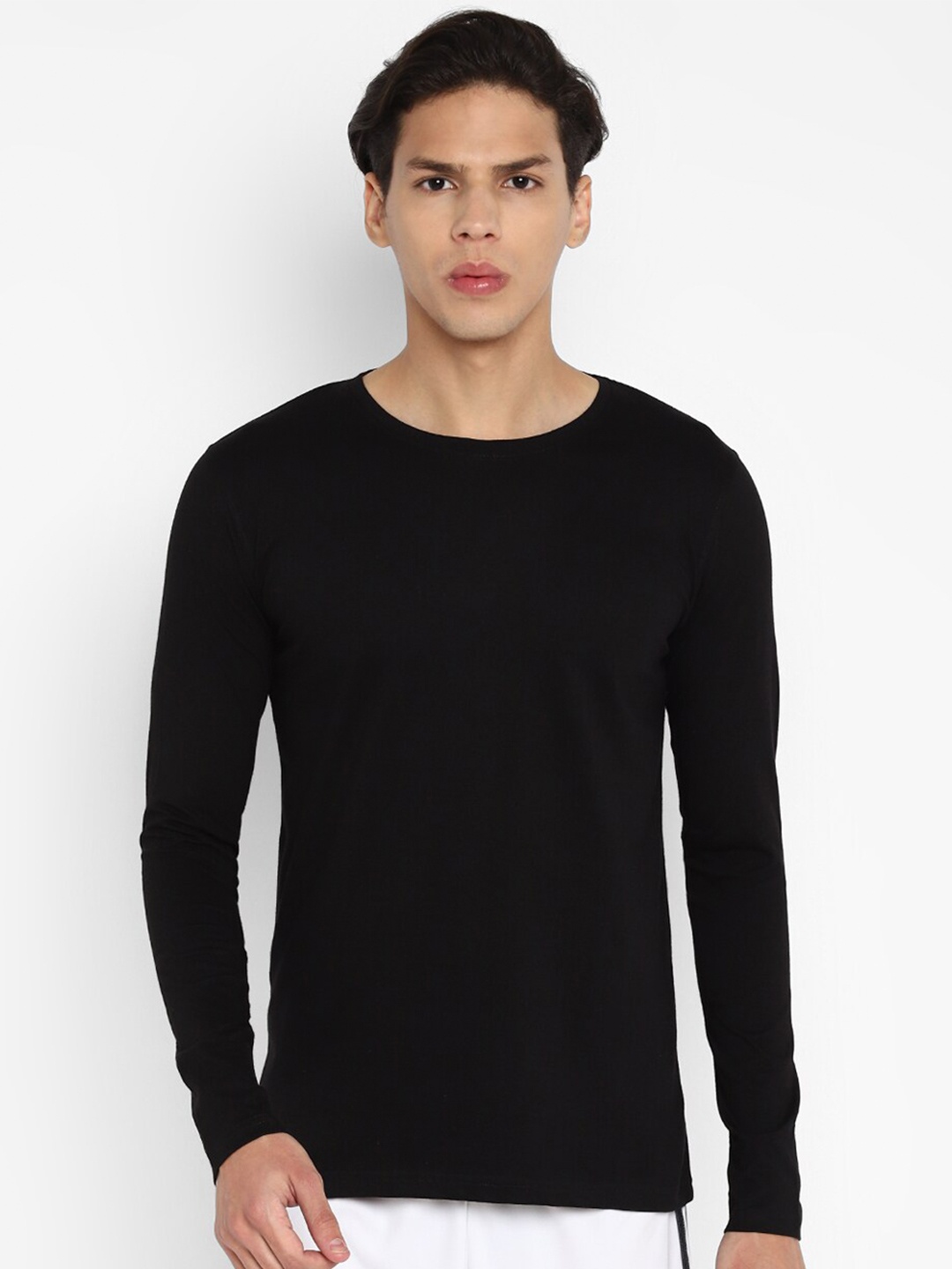 

appulse Men's Long Sleeve Round Neck Cotton t-shirt, Black