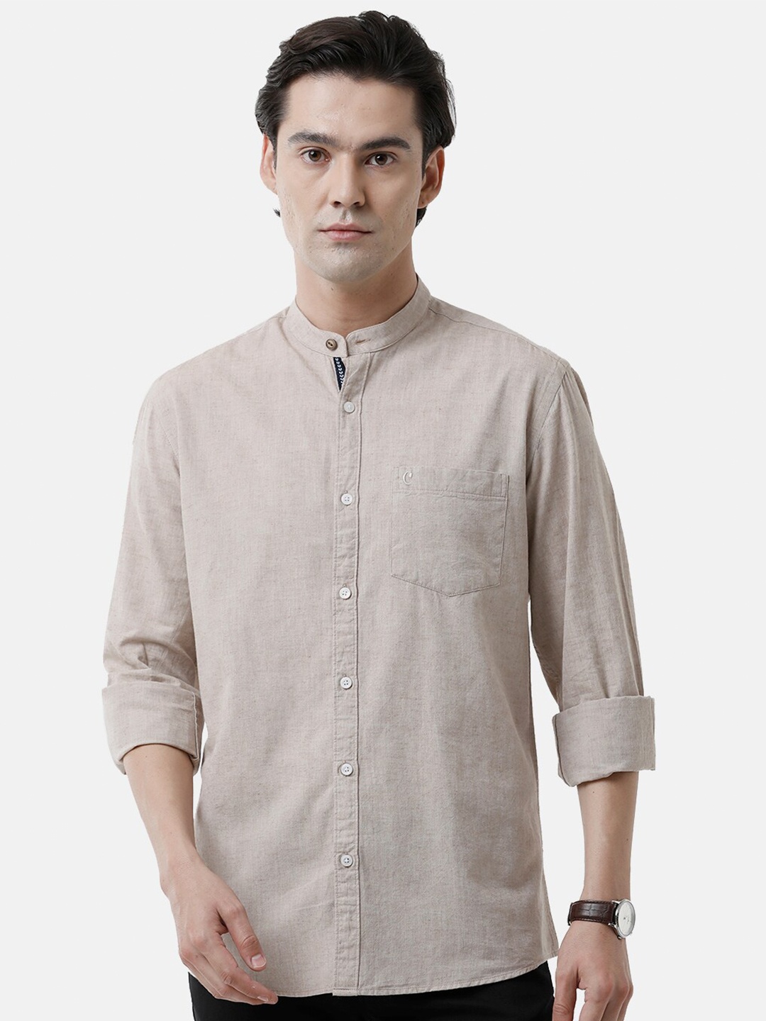 

CAVALLO by Linen Club Men Solid Casual Shirt, Beige