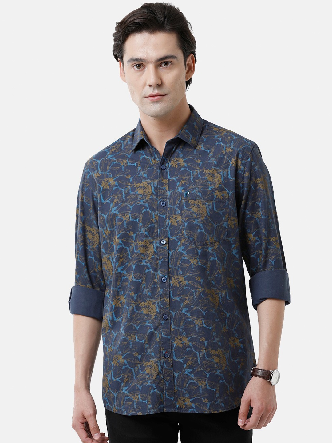 

CAVALLO by Linen Club Men Printed Casual Shirt, Blue