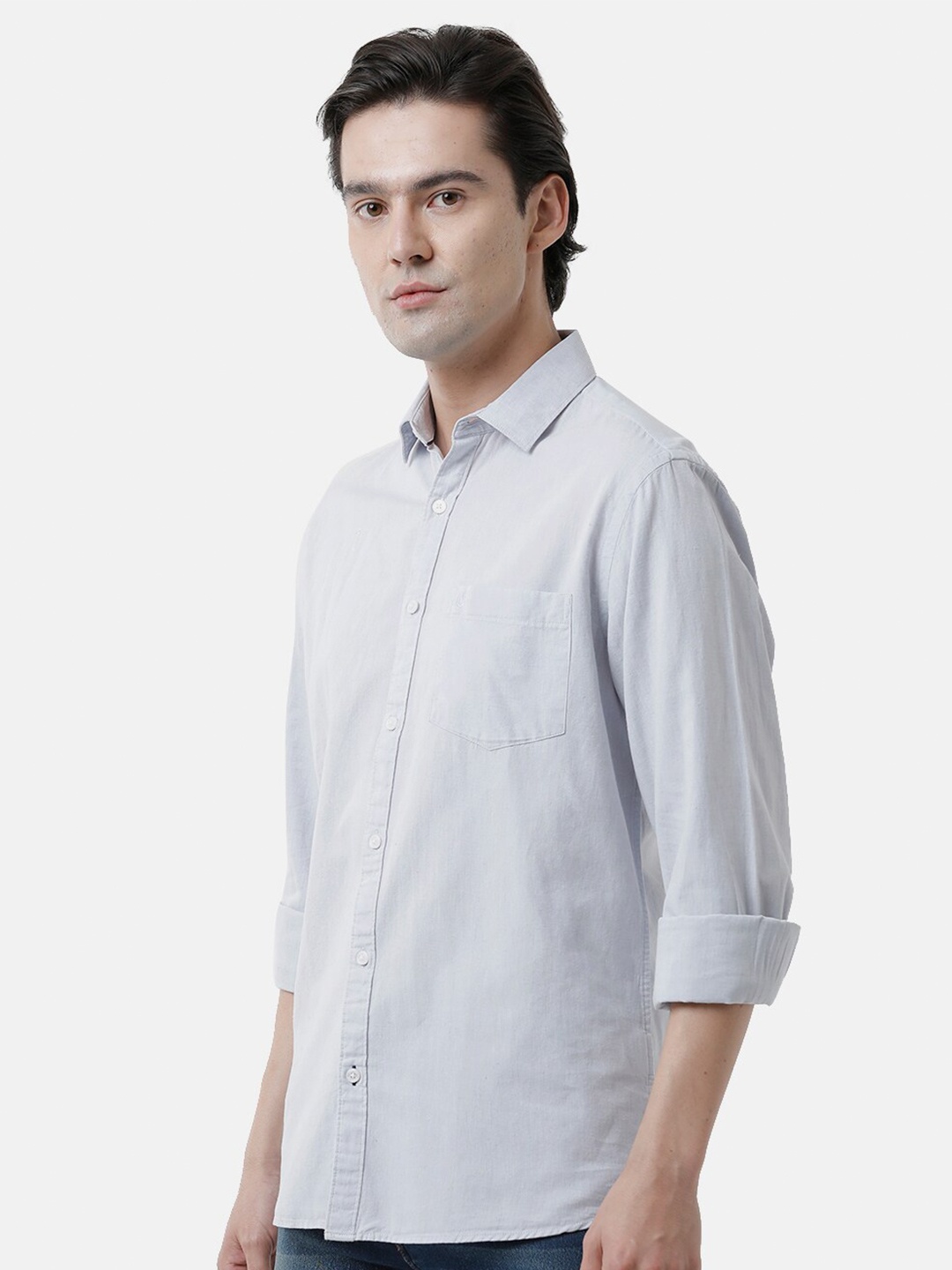 

CAVALLO by Linen Club Men Spread Collar Roll Up Sleeves Casual Shirt, Grey