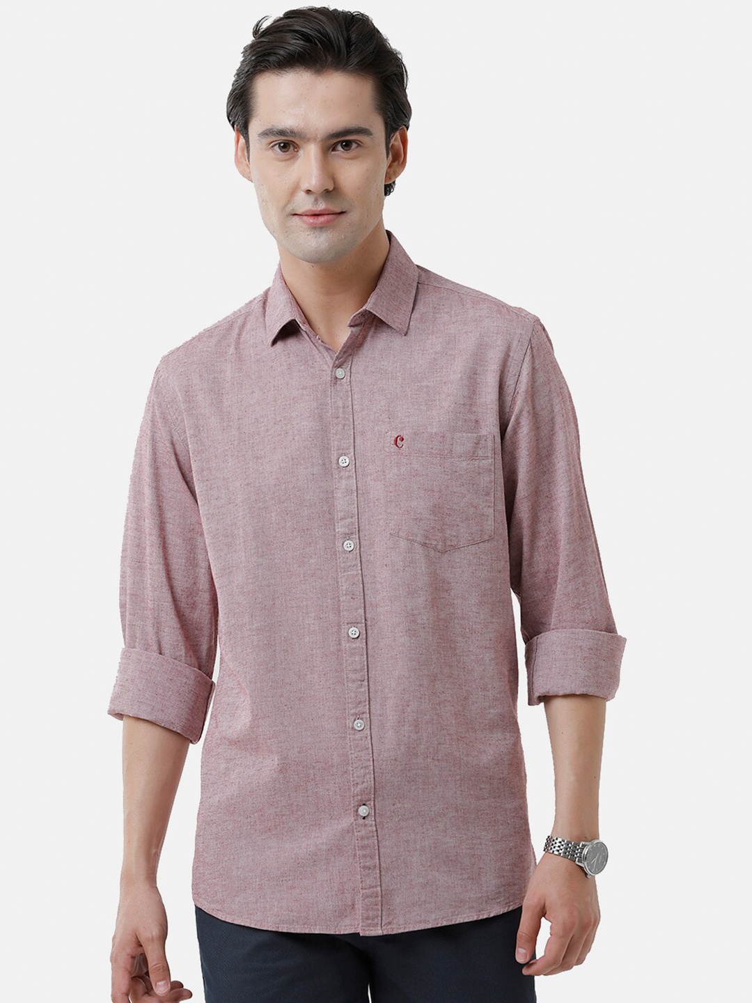 

CAVALLO by Linen Club Men Solid Casual Shirt, Red