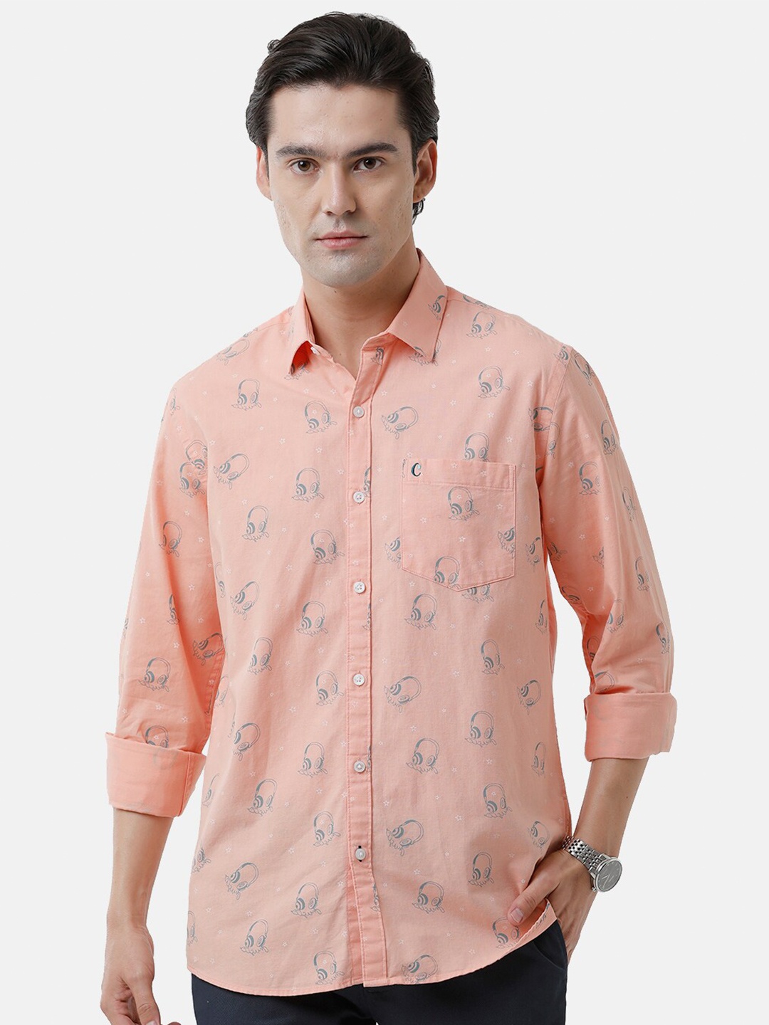 

CAVALLO by Linen Club Men Printed Casual Shirt, Pink