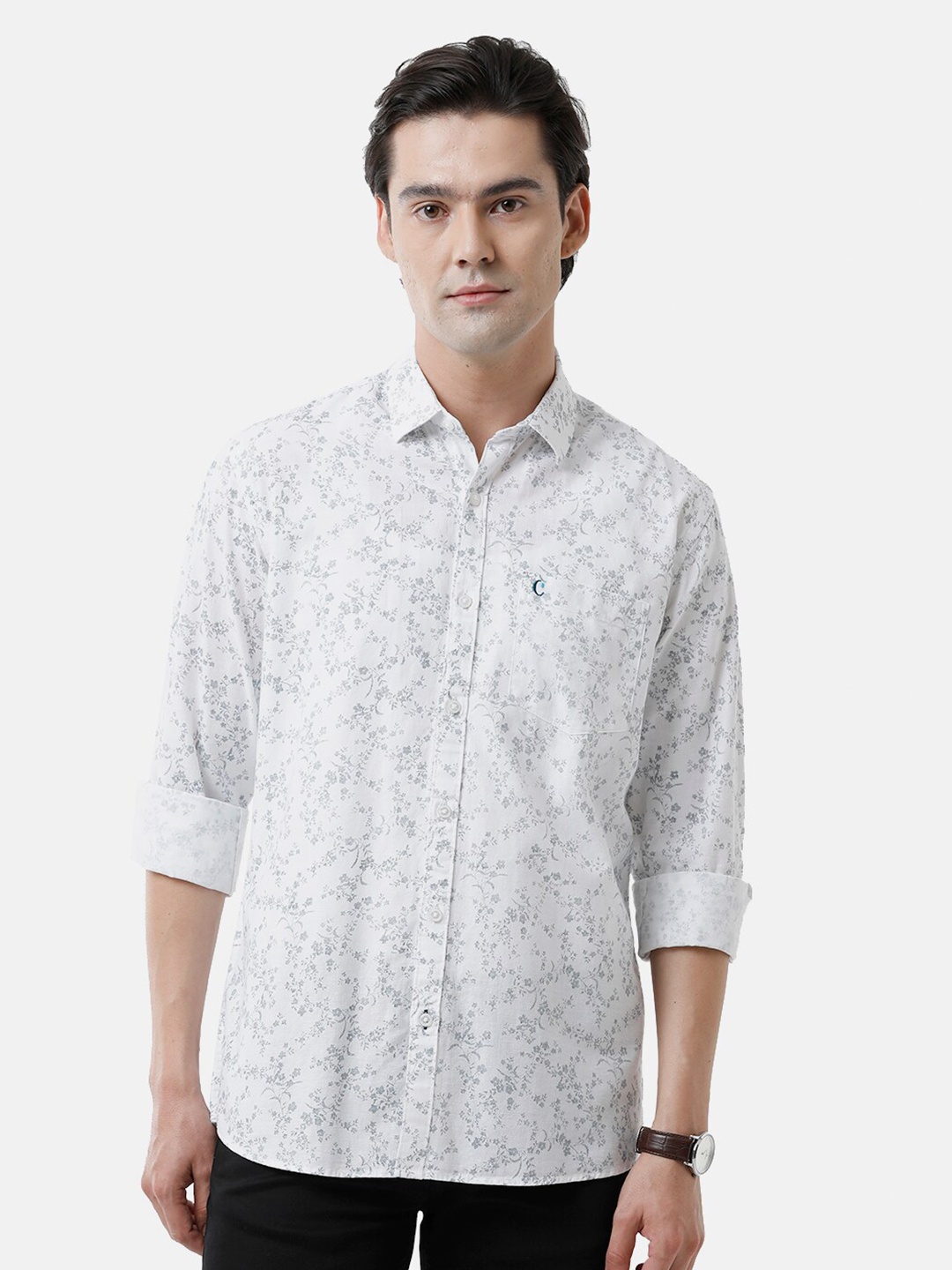 

CAVALLO by Linen Club Men White Floral Printed Casual Shirt