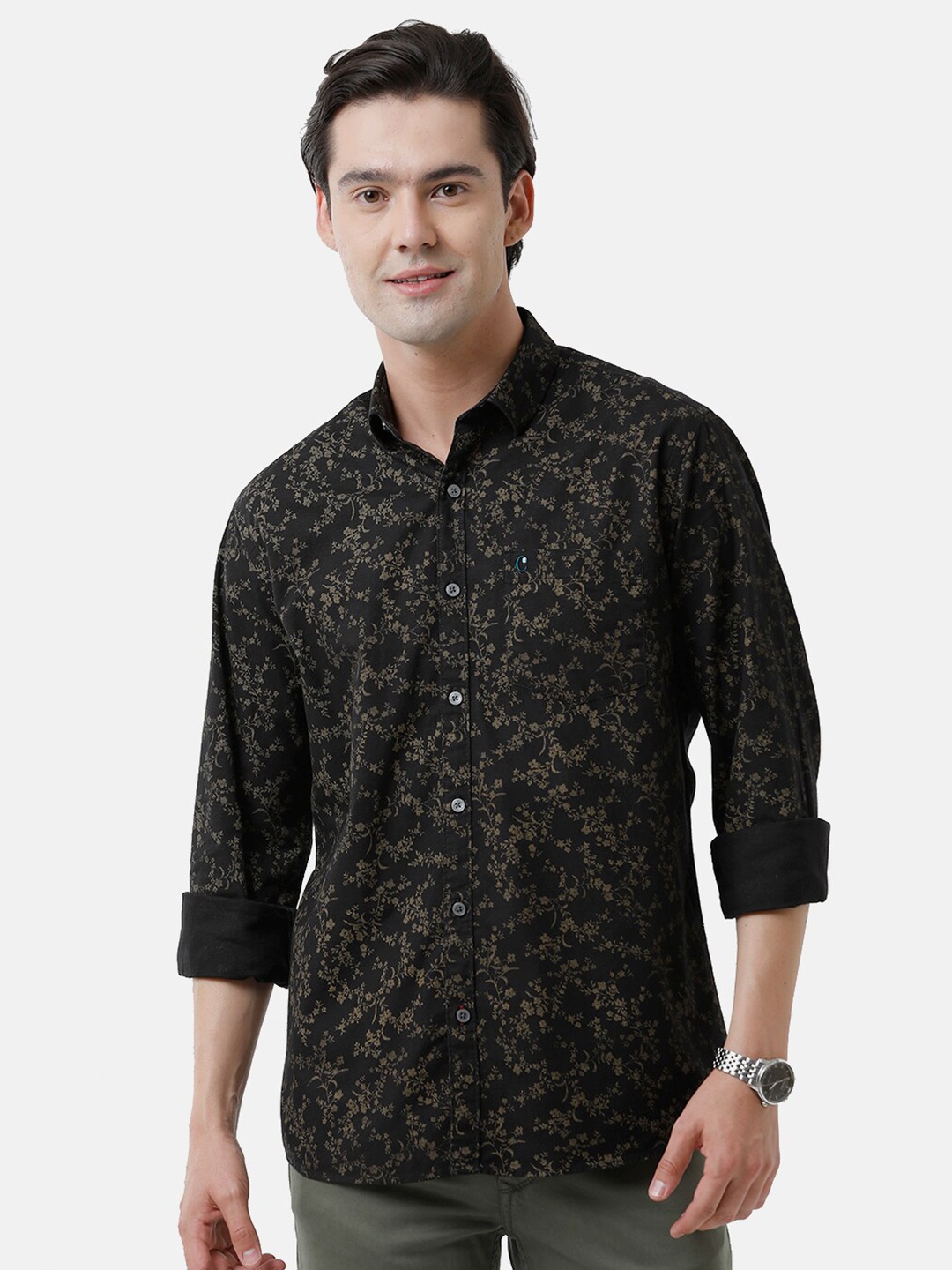 

CAVALLO by Linen Club Men Solid Regular Fit Casual Linen Cotton Shirt, Black