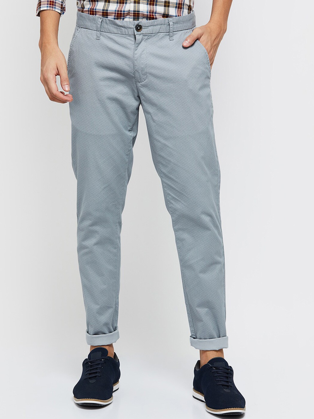 

max Men Mid Rise Regular Fit Cotton Trouser, Grey