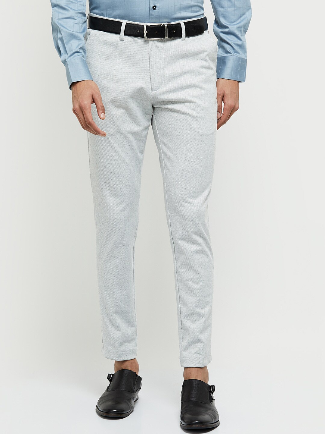 

max Men Mid Rise Regular Fit Cotton Formal Trouser, Grey