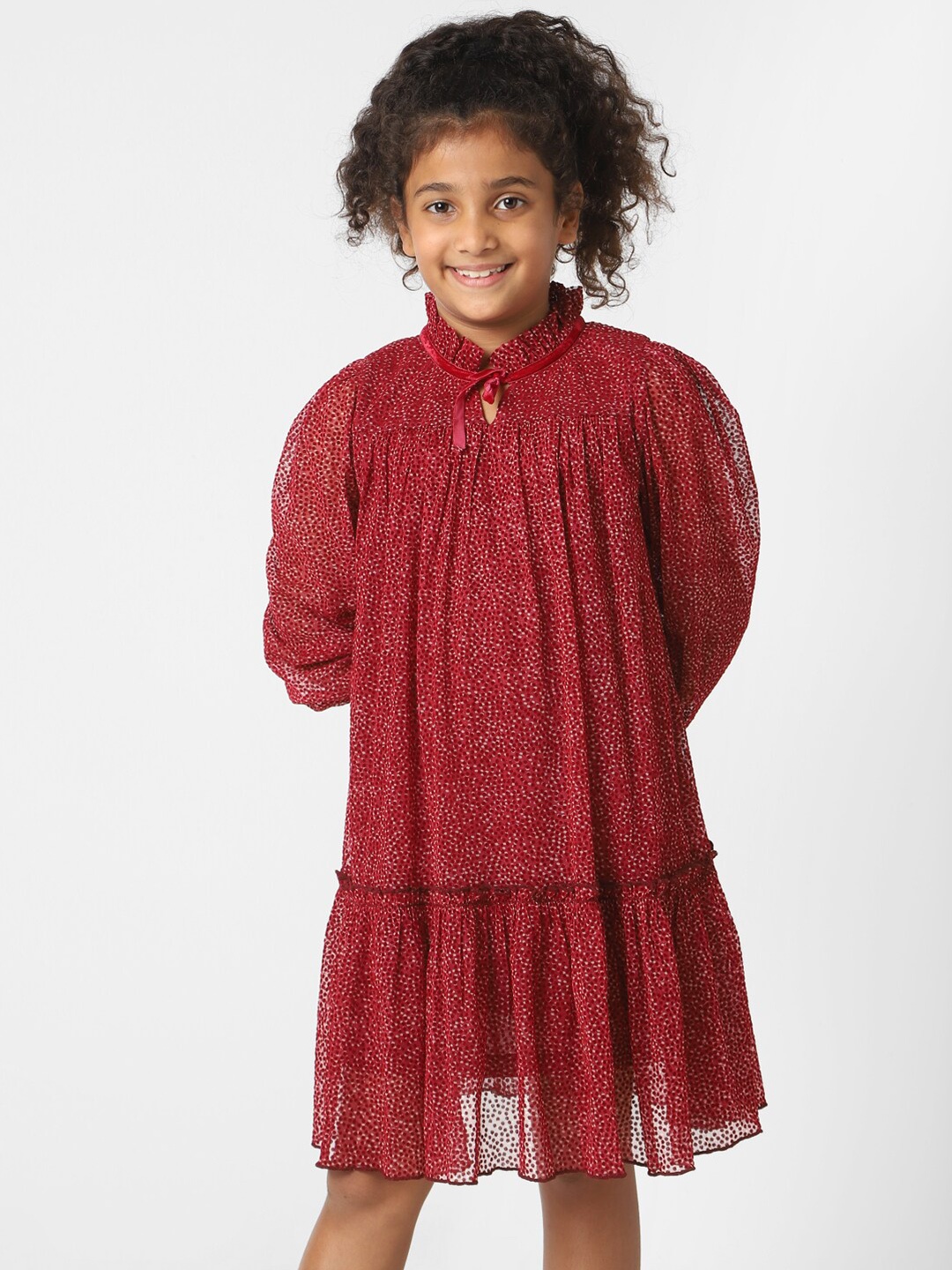 

KIDS ONLY Girls Tie-Up Neck Drop-Waist Dress, Red