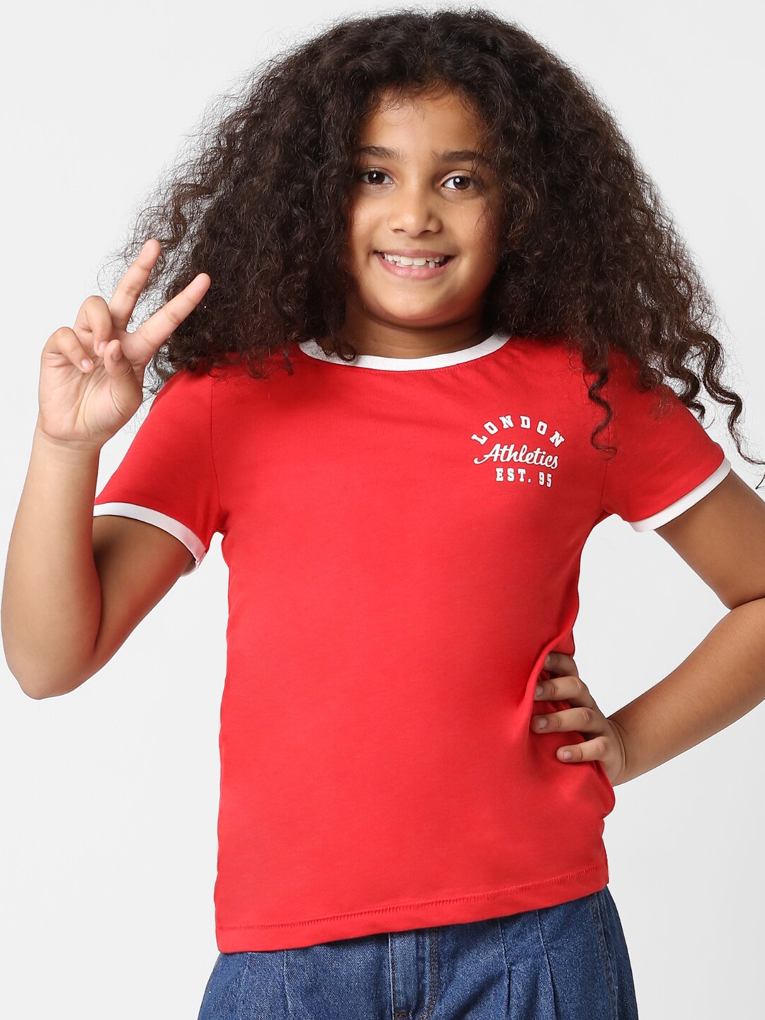 

KIDS ONLY Girls Short Sleeves Round Neck T-shirt, Red