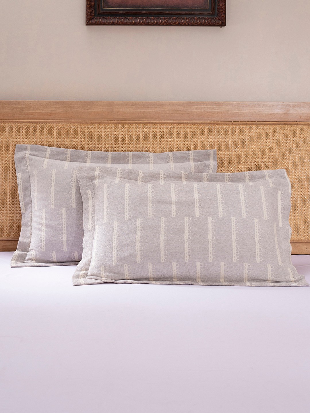 

MASPAR Set of 2 Printed Pillow Covers, Grey