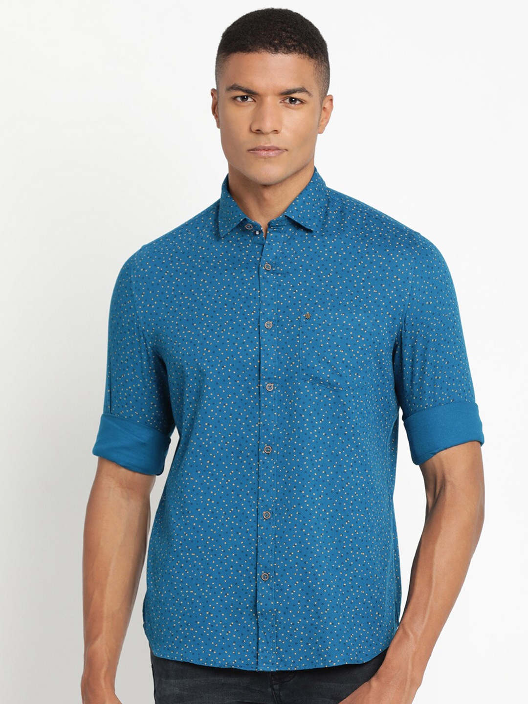 

Turtle Men Slim Fit Floral Printed Casual Shirt, Blue