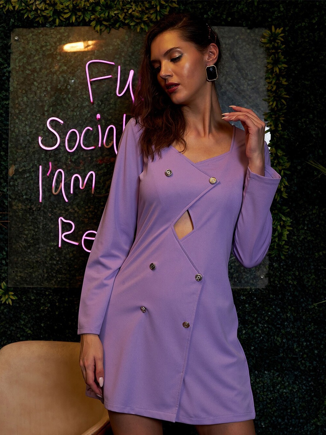 

Athena Women Solid Sweetheart Neck Sheath Mini Dress, Lavender