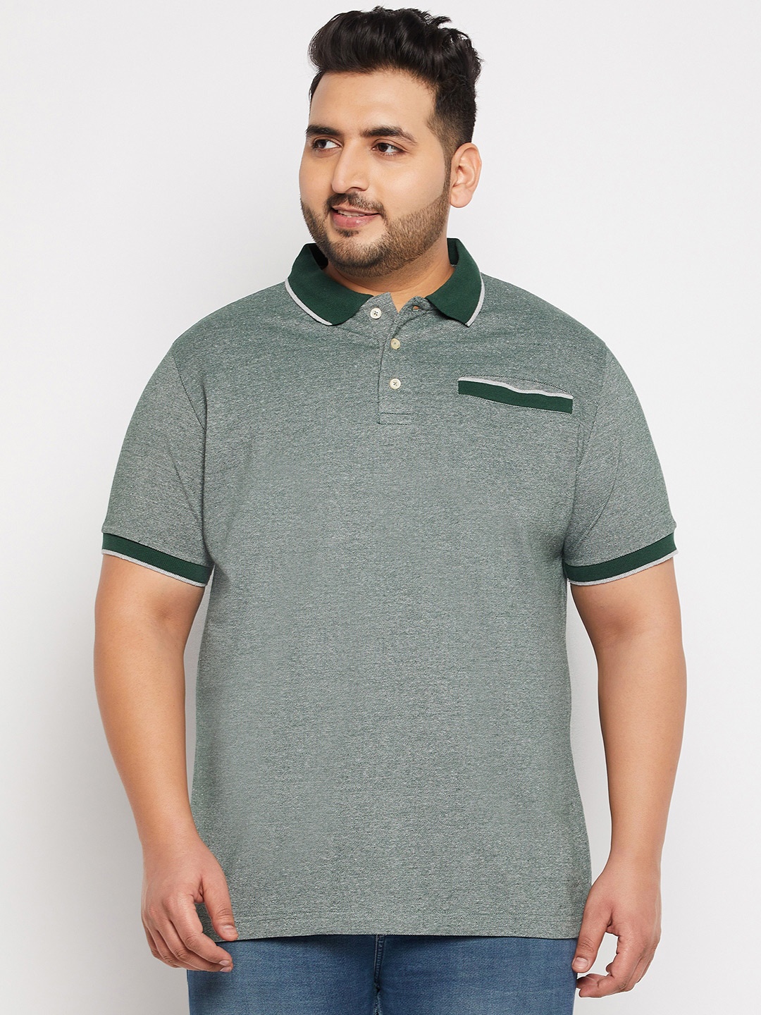 

bigbanana Plus Size Men Pure Cotton Bio Finish T-shirt, Green