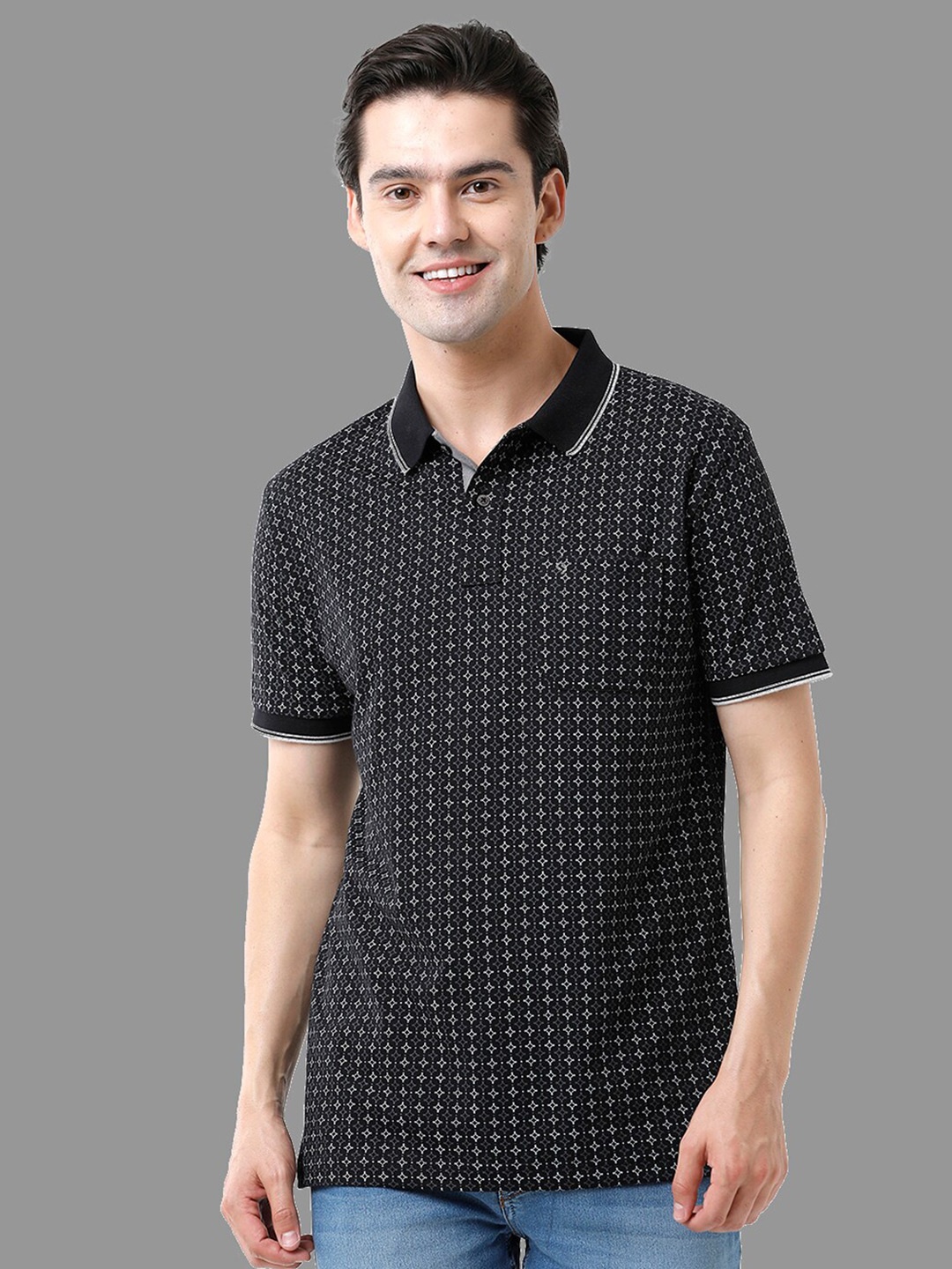 

Classic Polo Men Printed Polo Collar Slim Fit T-shirt, Black