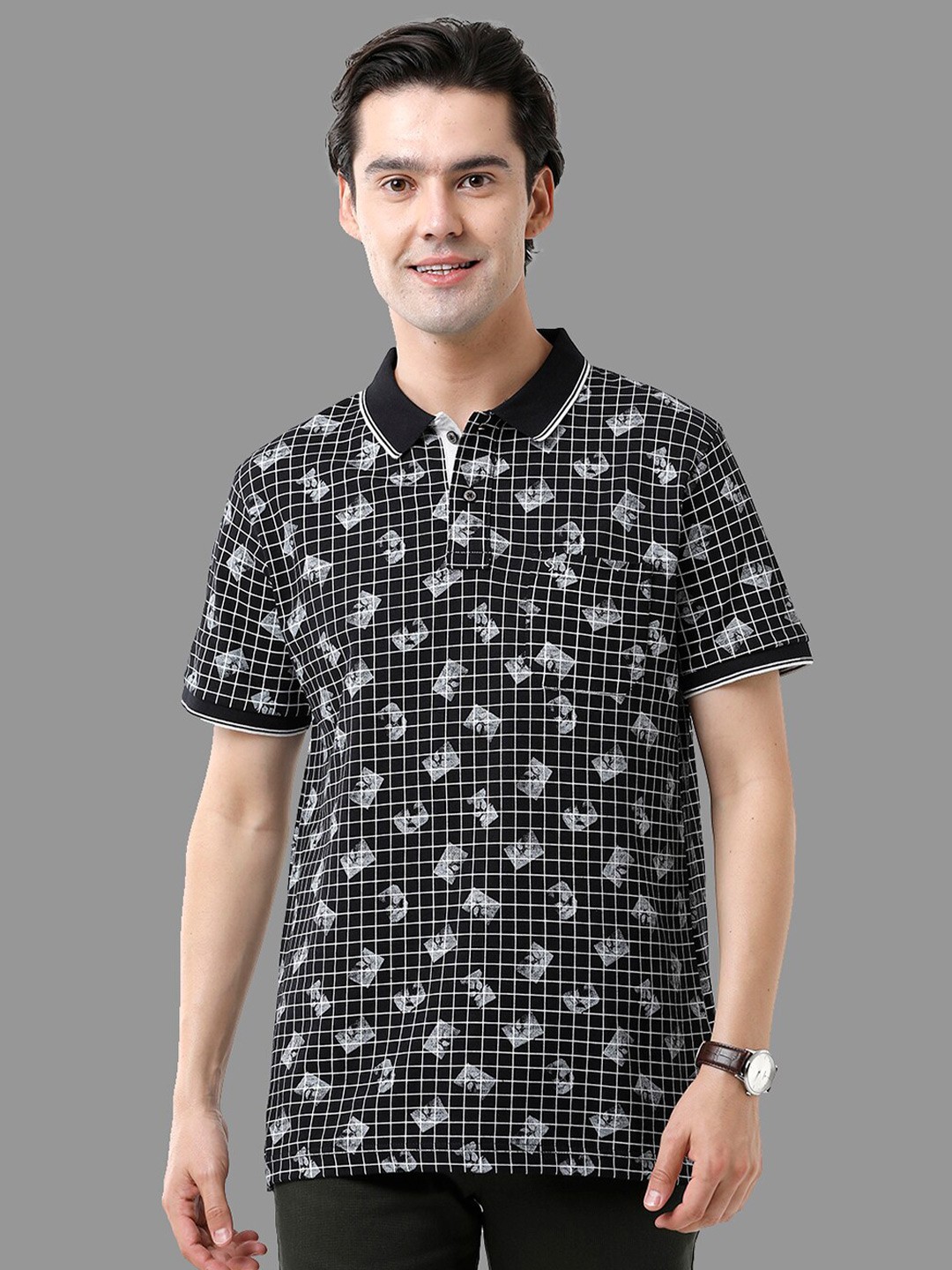 

Classic Polo Men Floral Printed Slim Fit T-shirt, Black