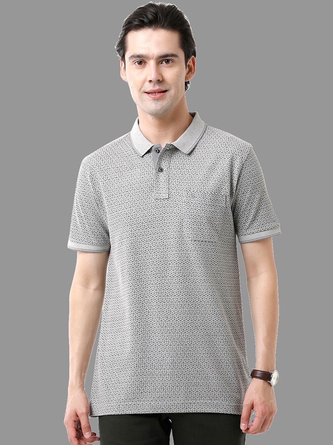 

Classic Polo Men Printed Polo Collar Slim Fit T-shirt, Grey