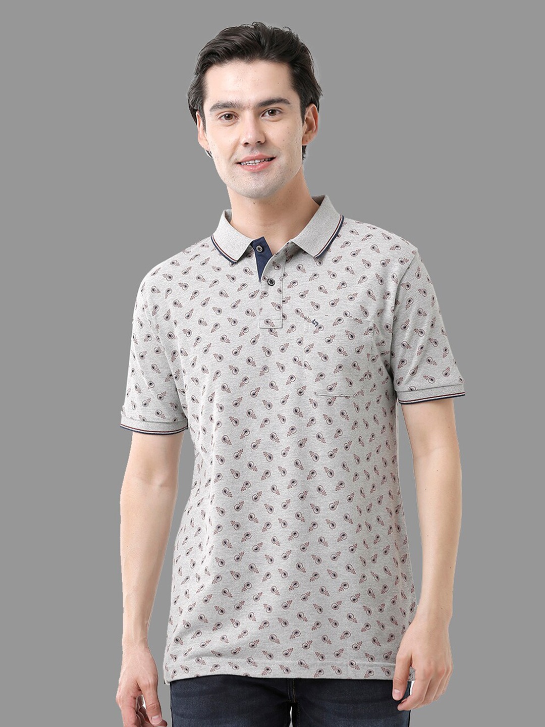 

Classic Polo Men Printed Polo Collar Slim Fit T-shirt, Grey