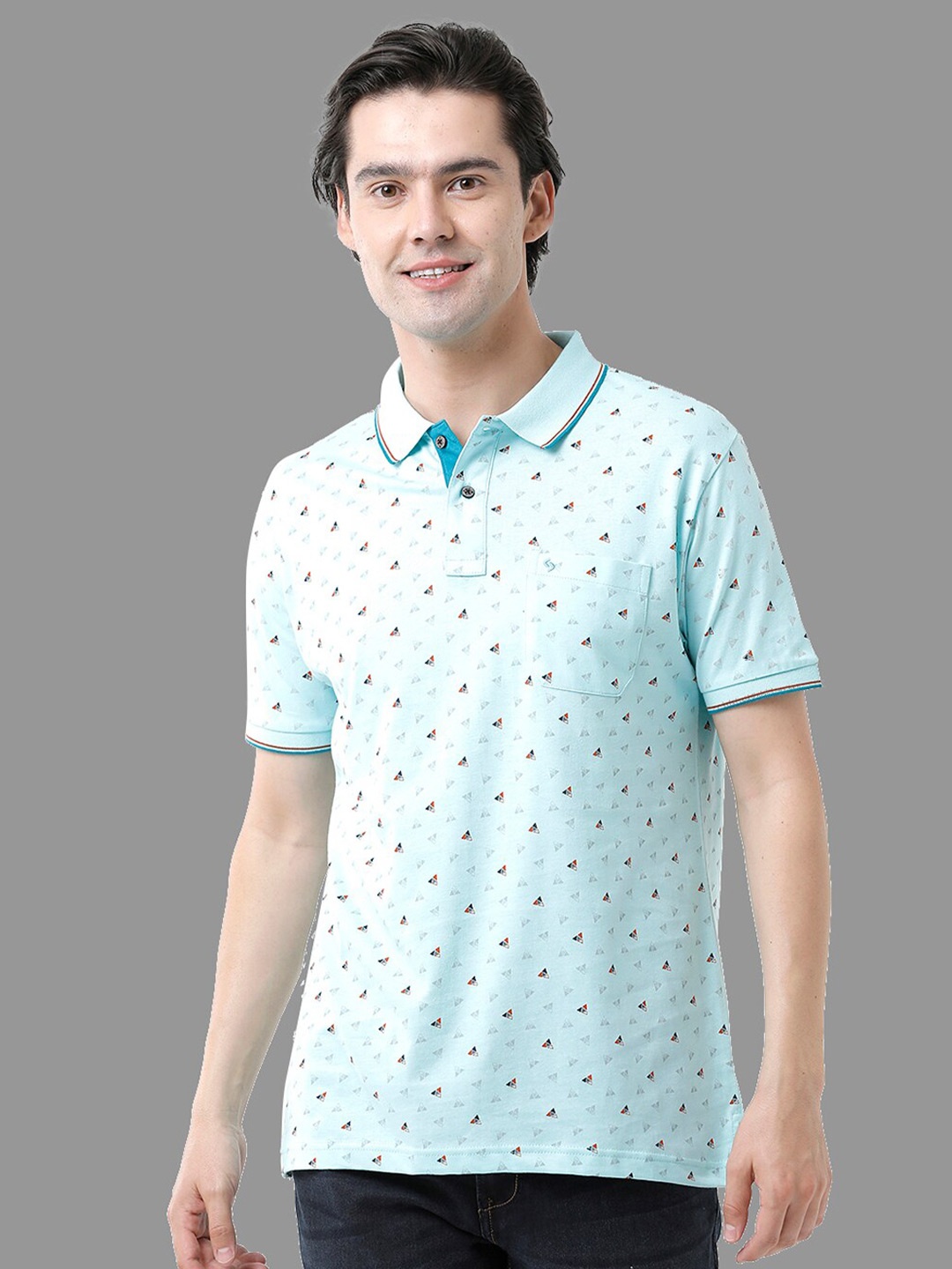 

Classic Polo Men Printed Polo Collar Slim Fit T-shirt, Blue