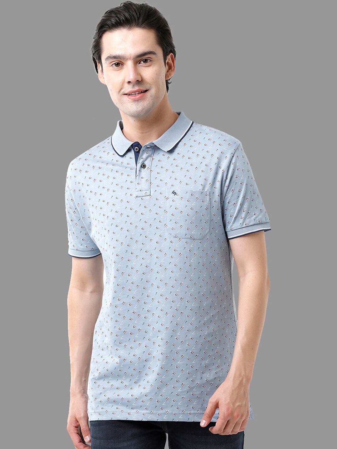 

Classic Polo Men Blue Polo Collar Slim Fit T-shirt