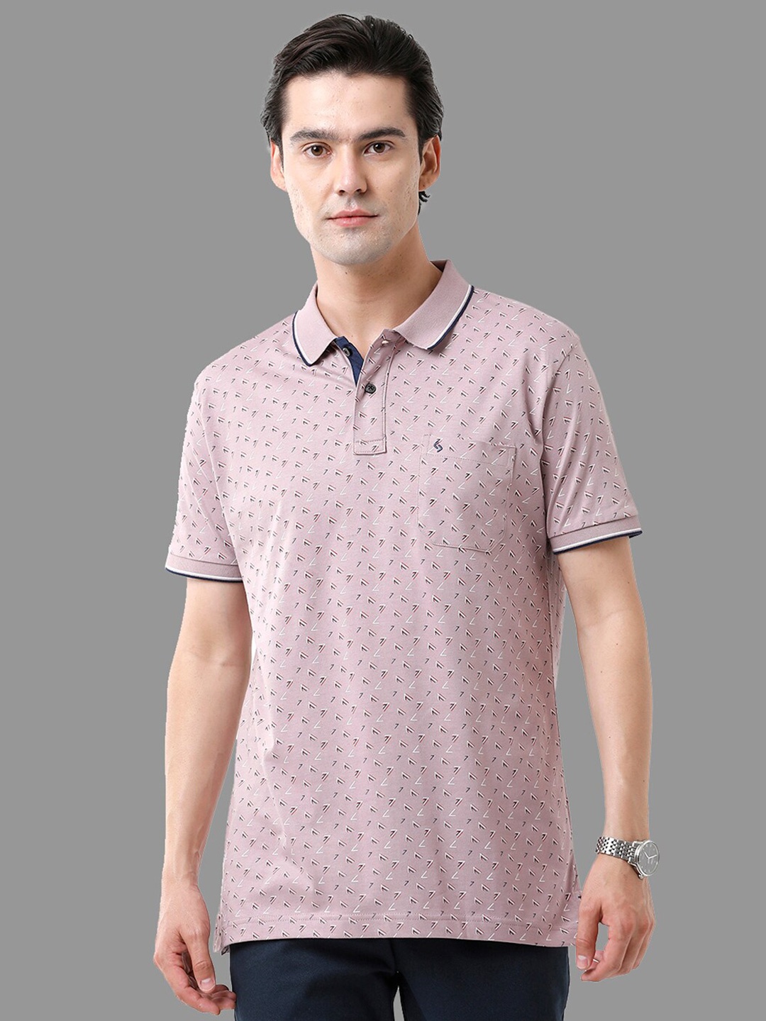 

Classic Polo Men Printed Polo Collar Slim Fit T-shirt, Lavender