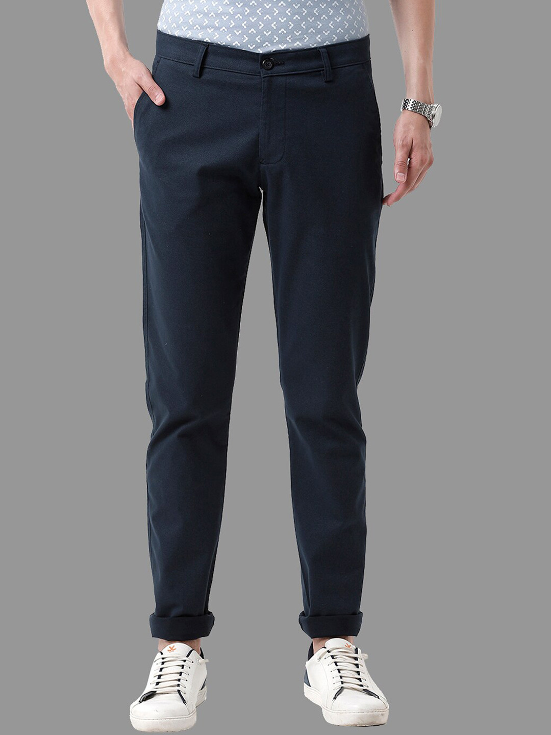 

Classic Polo Men Smart Slim Fit Low-Rise Trouser, Navy blue