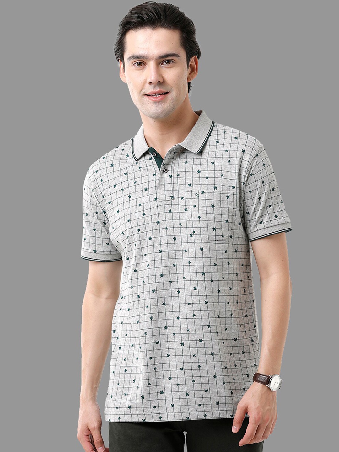 

Classic Polo Men Printed Polo Collar Slim Fit T-shirt, Grey