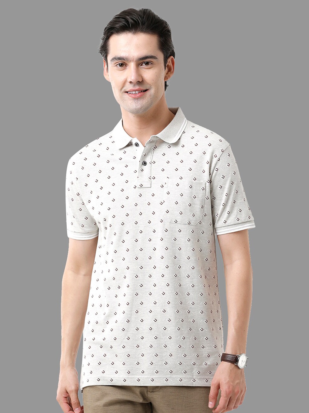 

Classic Polo Men Printed Polo Collar Slim Fit T-shirt, Grey