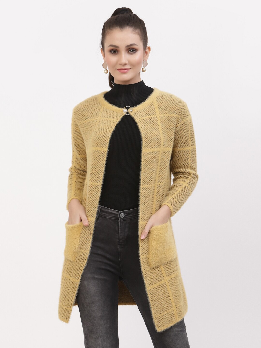

Juelle Women Yellow Checked Longline