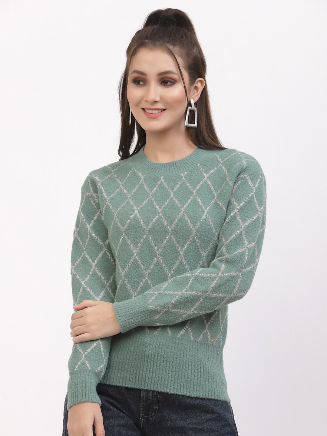 

Juelle Women Green Cable Knit Pullover