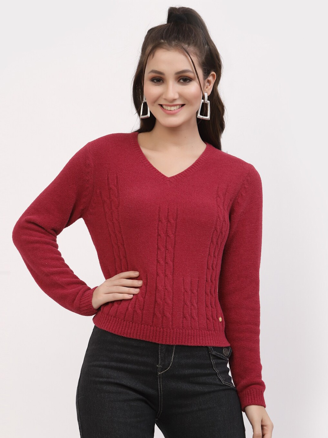 

Juelle Women Maroon Crop Pullover