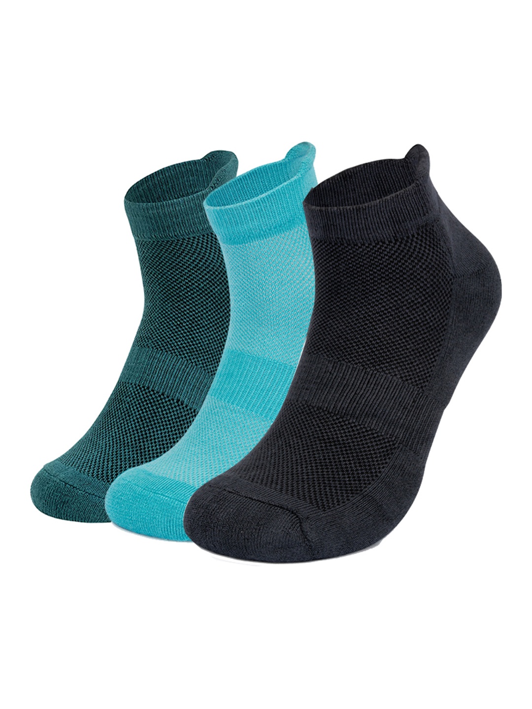 

MUSH Unisex Pack of 3 Pattered Ankle-Length Socks, Green