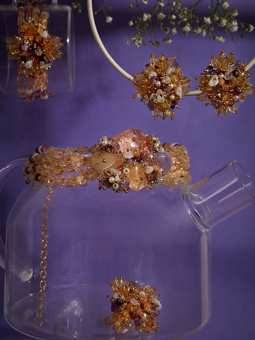 

D'oro Gold-Plated Pearls Studded Jewellery Set
