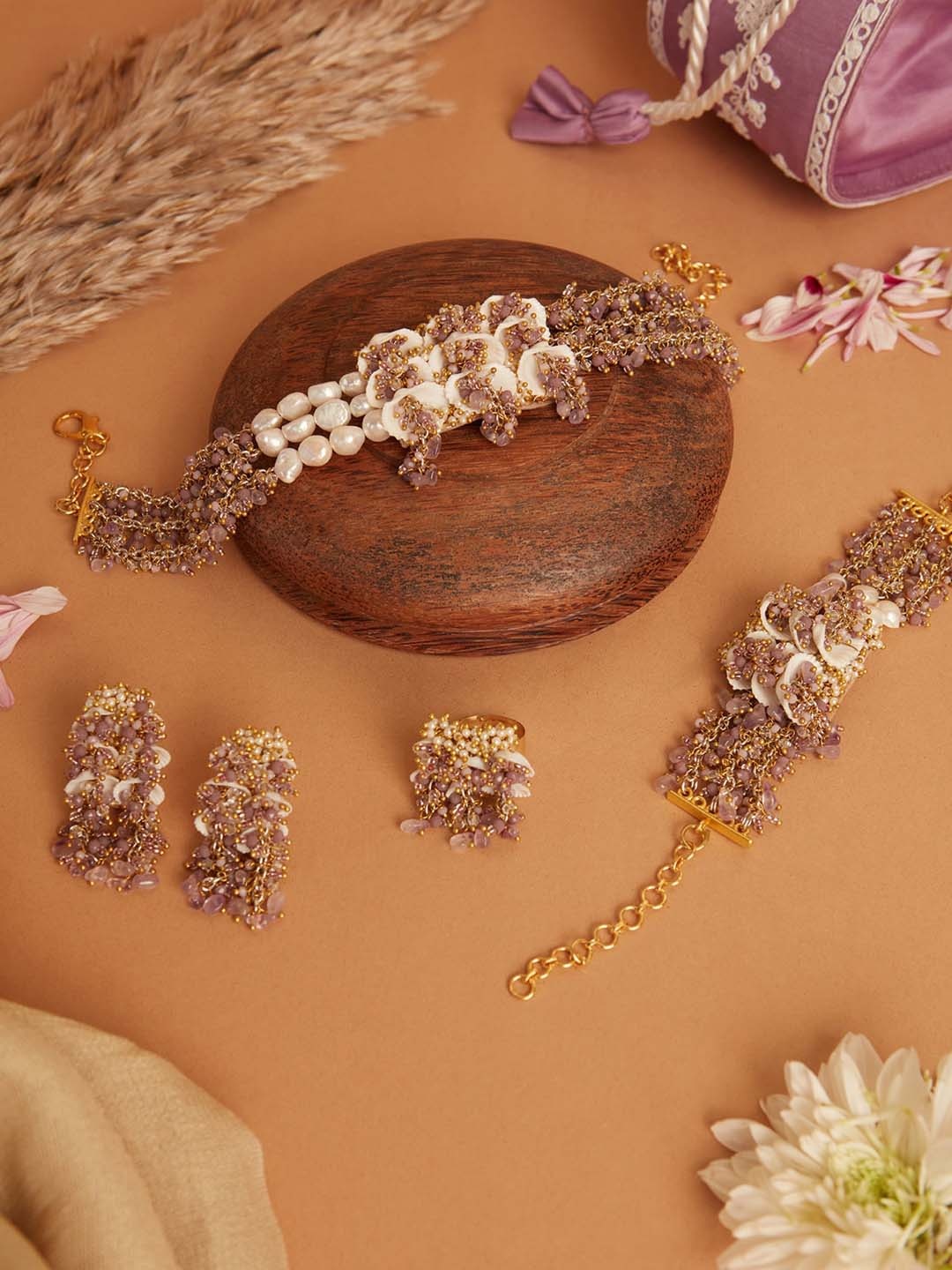 

D'oro Gold-Plated Stone Studded Choker Jewellery Set