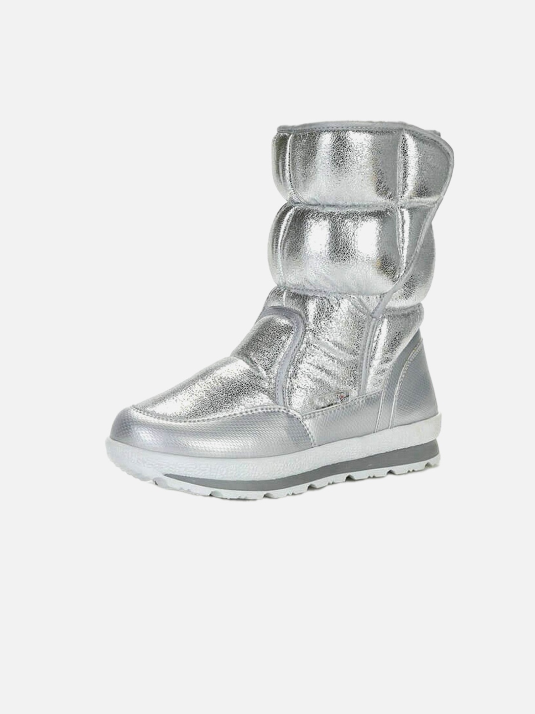 

Little Surprise Box LLP Kids Textured Platform Heeled Winter Boots, Silver
