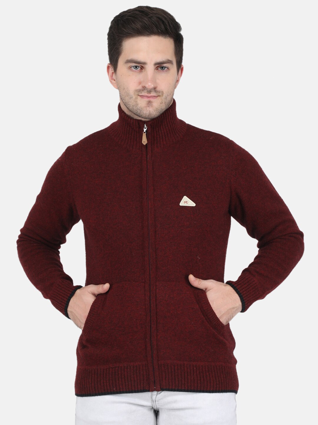 

Monte Carlo Men Front-Open Sweater, Maroon