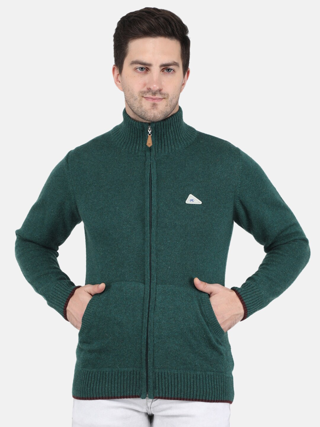 

Monte Carlo Men Front-Open Sweater, Green