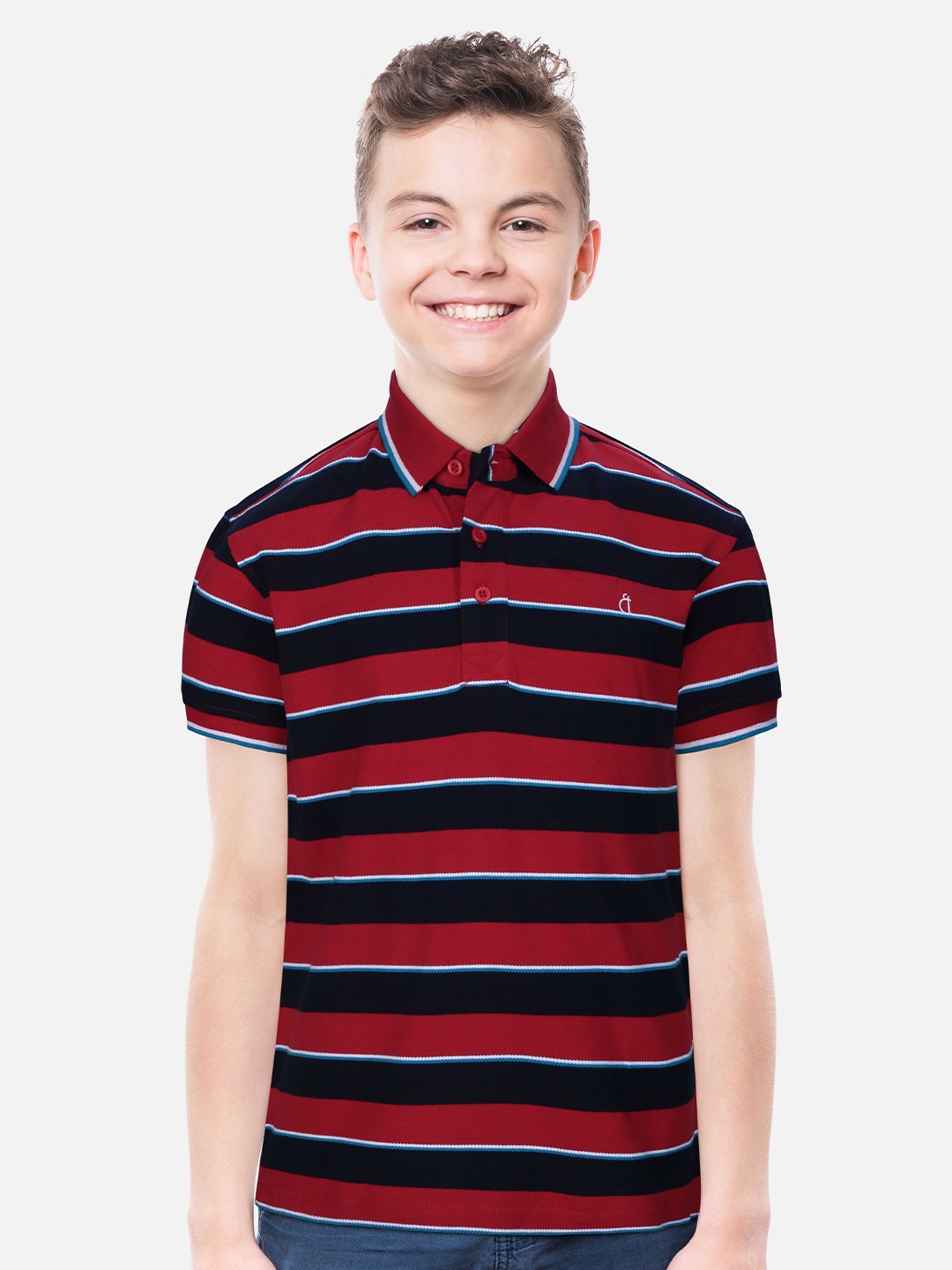 

Gini and Jony Boys Striped Polo Collar T-shirt, Red