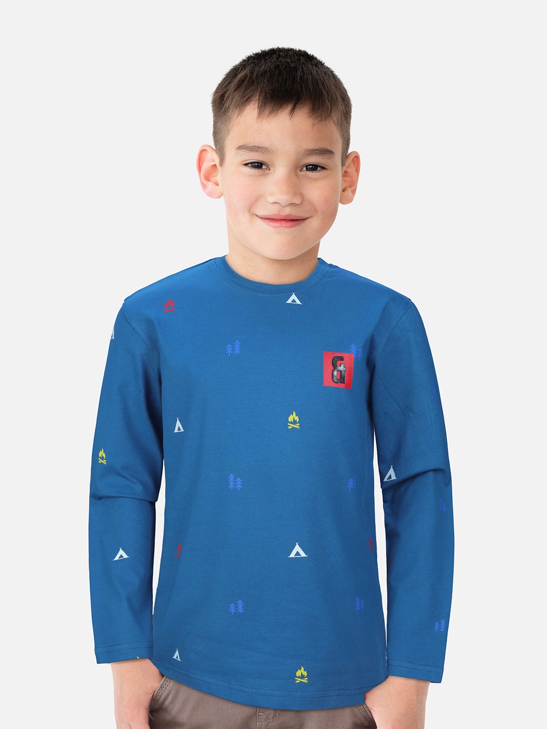 

Gini and Jony Boys Printed Cotton T-shirt, Blue