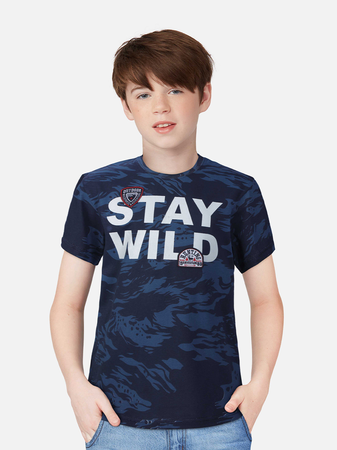 

Gini and Jony Boys Short Sleeves Typography Printed T-shirt, Navy blue