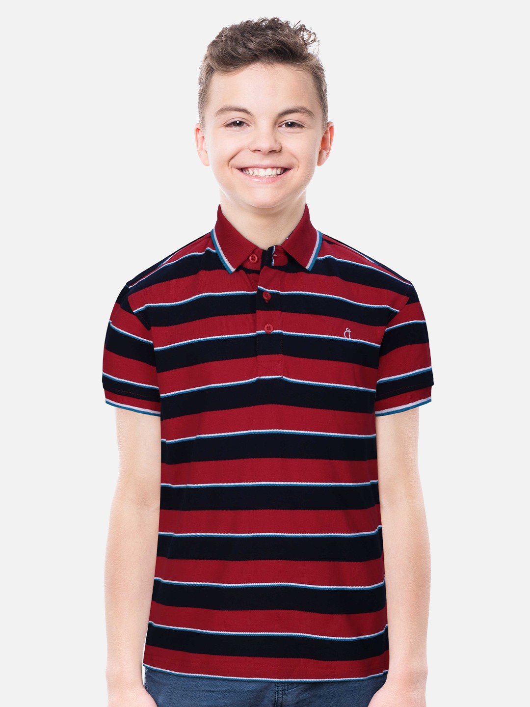 

Gini and Jony Boys Striped Polo Collar T-shirt, Red