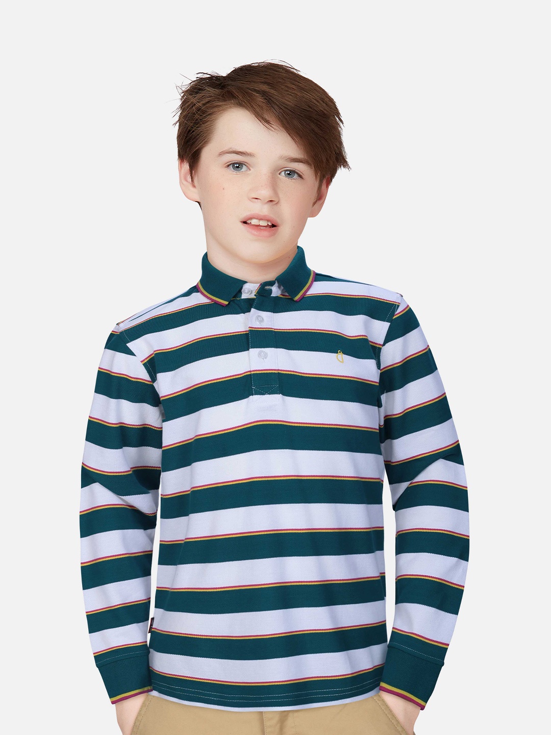 

Gini and Jony Boys Printed Striped Polo Collar T-shirt, Multi