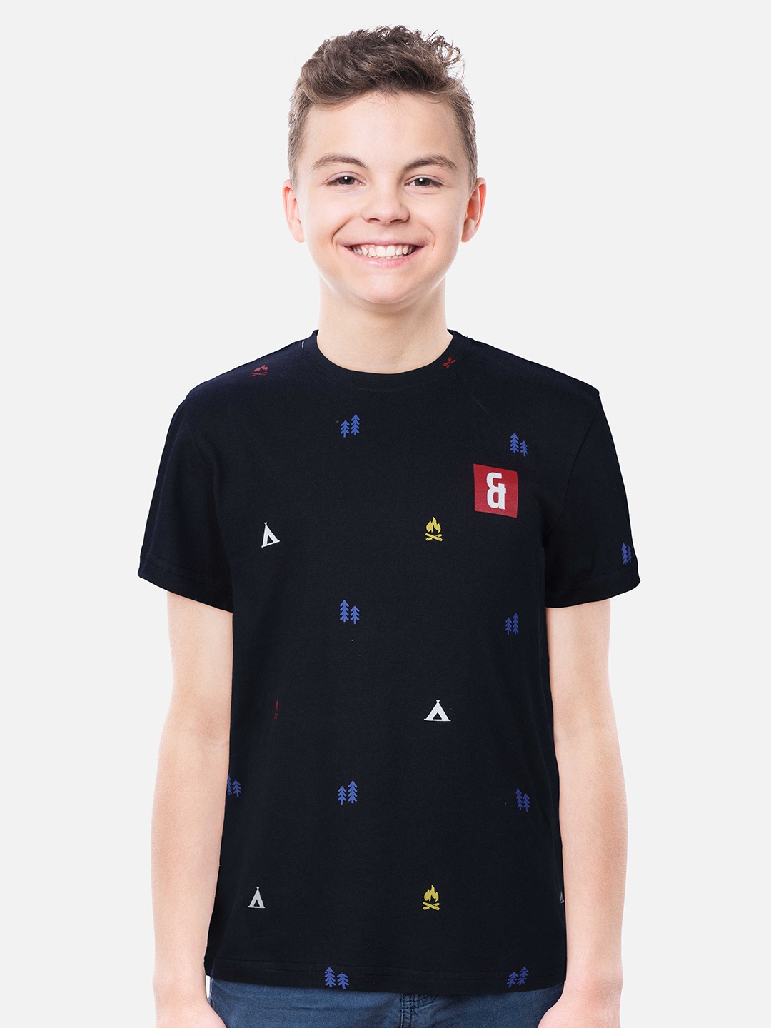 

Gini and Jony Boys Printed T-shirt, Black