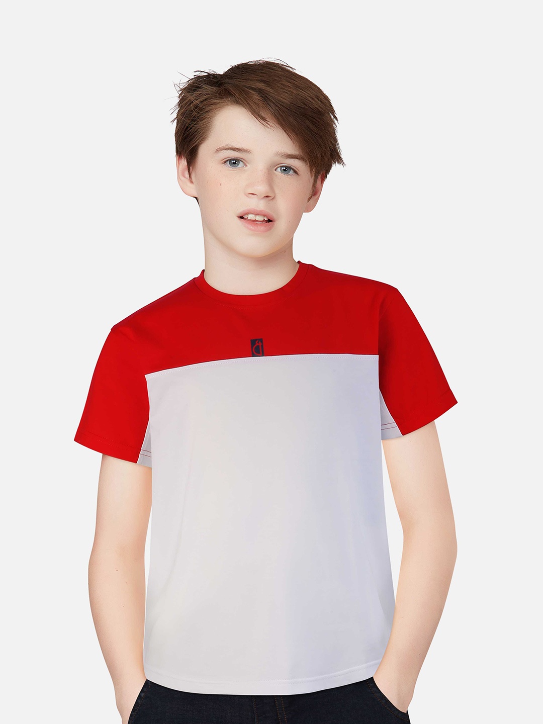 

Gini and Jony Boys Colourblocked Regular Fit Cotton T-shirt, White